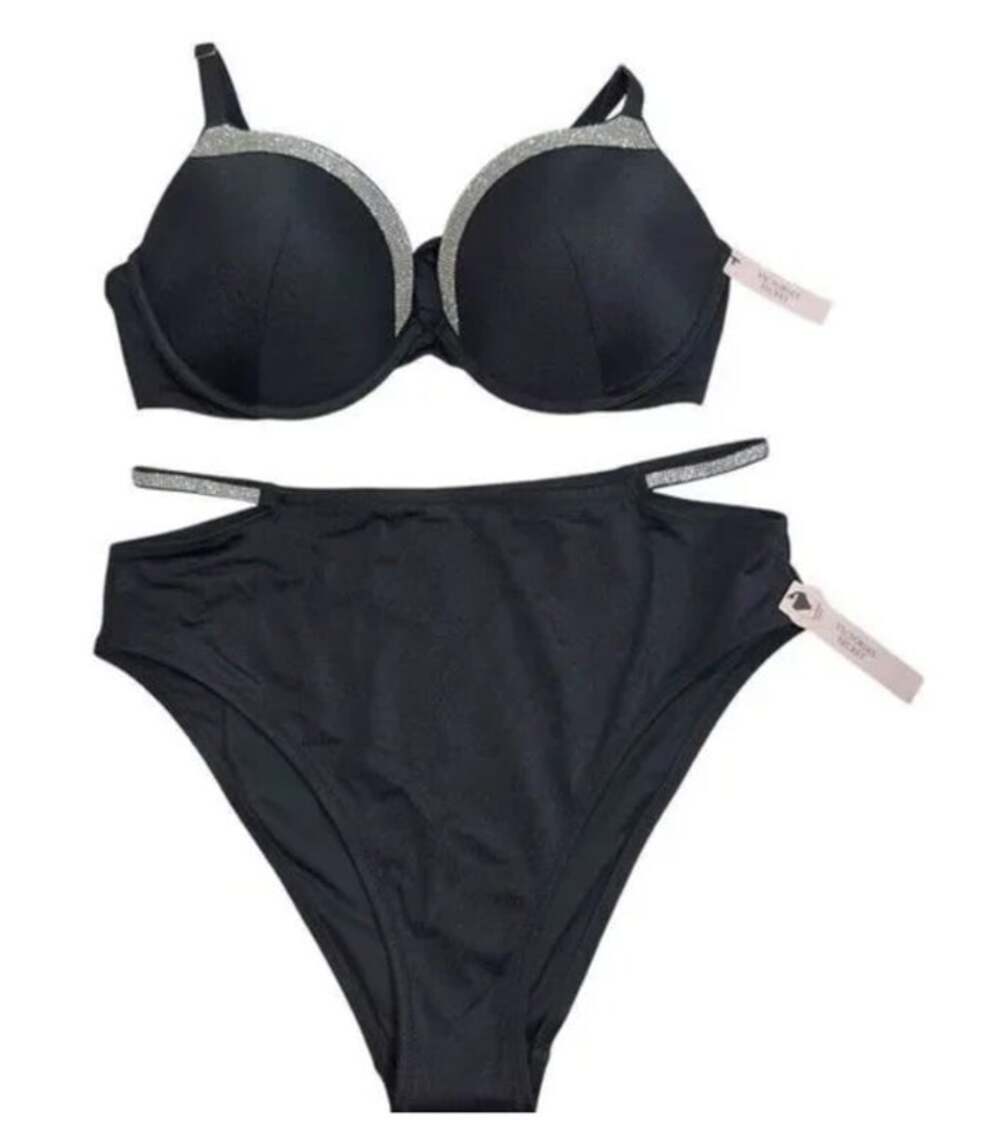 VS Victoria secret bathing suit bling NWT 2 piece Med bottom 32 D bikini top